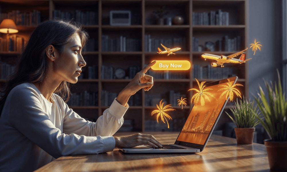 Conceito de compras online representando a jornada de compra do viajante na era da IA Foto: freepik